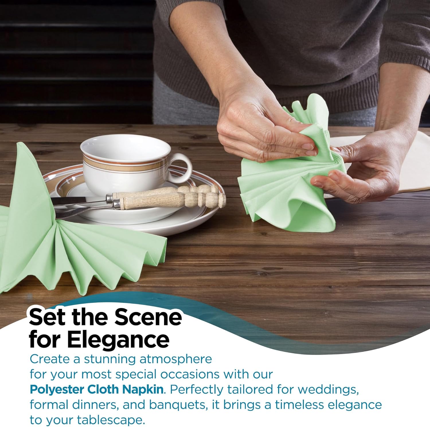 17"x17" Polyester Cloth Napkins | Bulk Wedding Party Event Table Linens